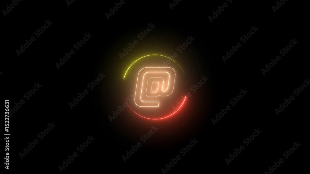 Poster neon at symbol with circular gradient on black background modern and futuristic design element this