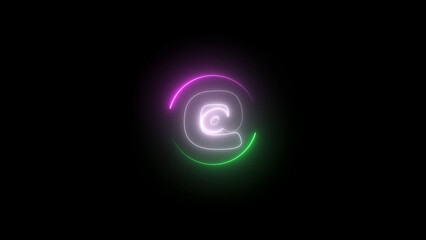 Neon At Symbol with Pink and Green Accents Against a Black Background This image features