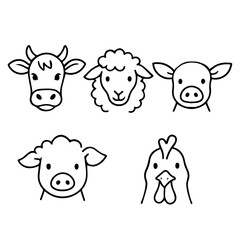 Farm animals set, vector illustration
