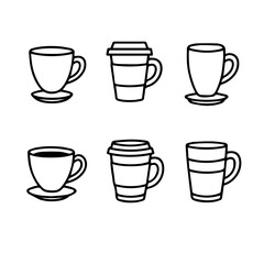 coffee cup sketch line, vector illustration