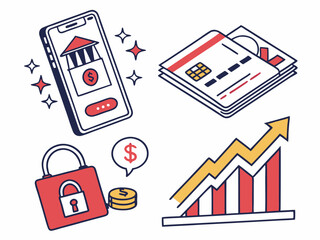 Obraz premium Elegant Modern Fintech And Mobile Banking Icons (6) Design