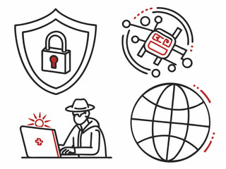 Modern Minimalist Flat Vector Pack Cyber Security (8) Illustration