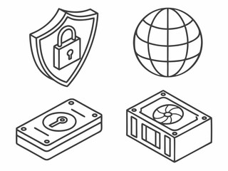 Modern Outline Style Cyber Security And Data Protection I (5) Vector