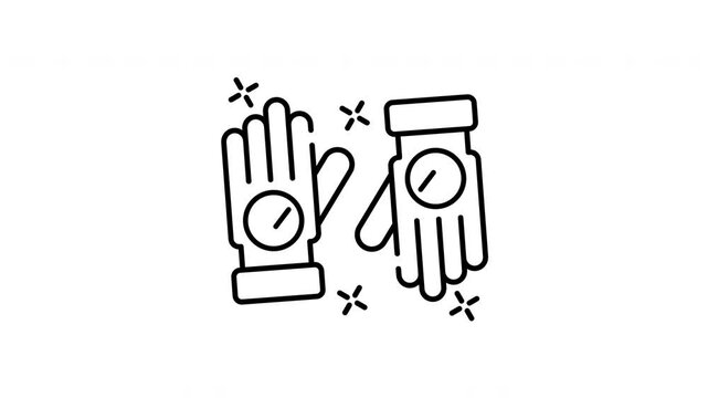 icon line art animation of gloves with check marks on them.