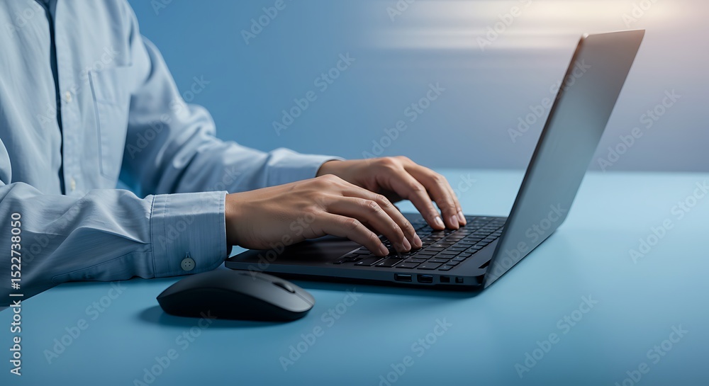 Poster data analysis on laptop with financial charts and graphs overlayed for business intelligence and inv