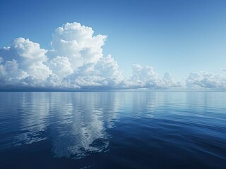 Serene Sky, Azure Clouds, and Water Reflection