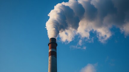 Urban industrial landscape in Duisburg with a towering smokestack, showing resilience and history under a blue sky
