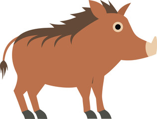 Warthog Side View Wildlife Illustration.
