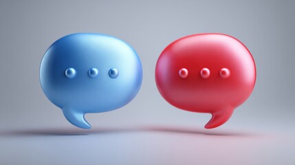 abstract two bubble talk or comment sign symbol. 3d render.