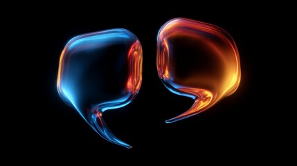 abstract two bubble talk or comment sign symbol. 3d render.