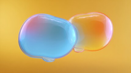 abstract two bubble talk or comment sign symbol. 3d render.