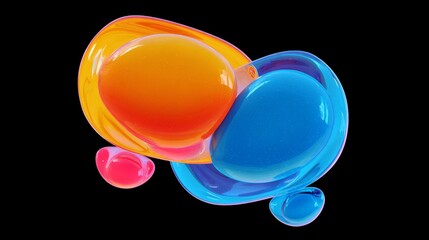 abstract two bubble talk or comment sign symbol. 3d render.