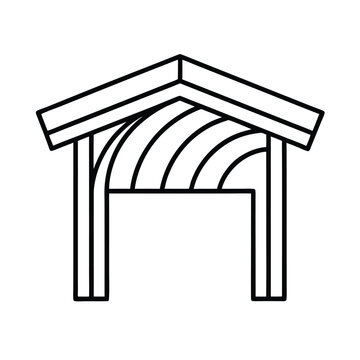 recommend clip art: Minimalist line art illustration of a simple wooden gazebo structure for gardens and outdoor spaces