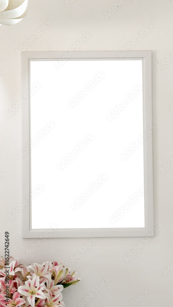 Fototapete frame of art: an empty frame hangs on the wall, serving as a placeholder for artistic expression. it