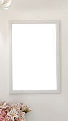 Frame of Art: An empty frame hangs on the wall, serving as a placeholder for artistic expression. It is a clean and minimalist representation of a blank canvas.