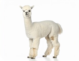 Obraz premium すました顔のアルパカ 白 ポートレート