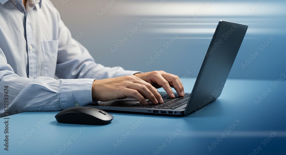 Poster data analysis and visualization a businessman working on a laptop with holographic charts and graphs