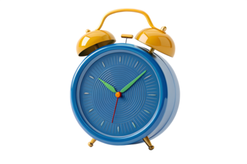 Vintage-Style Blue and Yellow Alarm Clock A Classic Timepiece for Your Home Decor