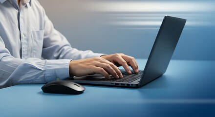 Data Analysis and Visualization A Businessman Working on a Laptop with Holographic Charts and Graphs Overlaying the Screen