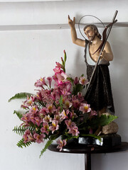religious sculpture in chapel along the St. James way in Arao, Portugal