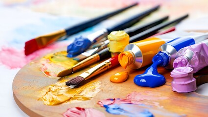 Fototapeta premium Vibrant Colors and Artistic Expression A Painter's Palette