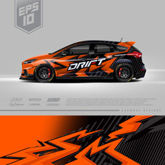 Racing car wrap design vector. Graphic abstract stripe racing background kit designs for wrap vehicle, race car, rally, adventure and livery. Full vector eps 10	
