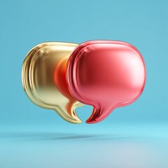 abstract two bubble talk or comment sign symbol. 3d render.