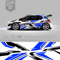 Racing car wrap design vector. Graphic abstract stripe racing background kit designs for wrap vehicle, race car, rally, adventure and livery. Full vector eps 10	

