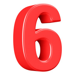 3D Red Number 6