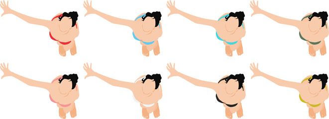 ポーズをとる水着を着た女性のイラストセット