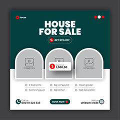 Real estate social media post banner design template or web banner design template