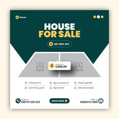 Real estate social media post banner design template or web banner design template