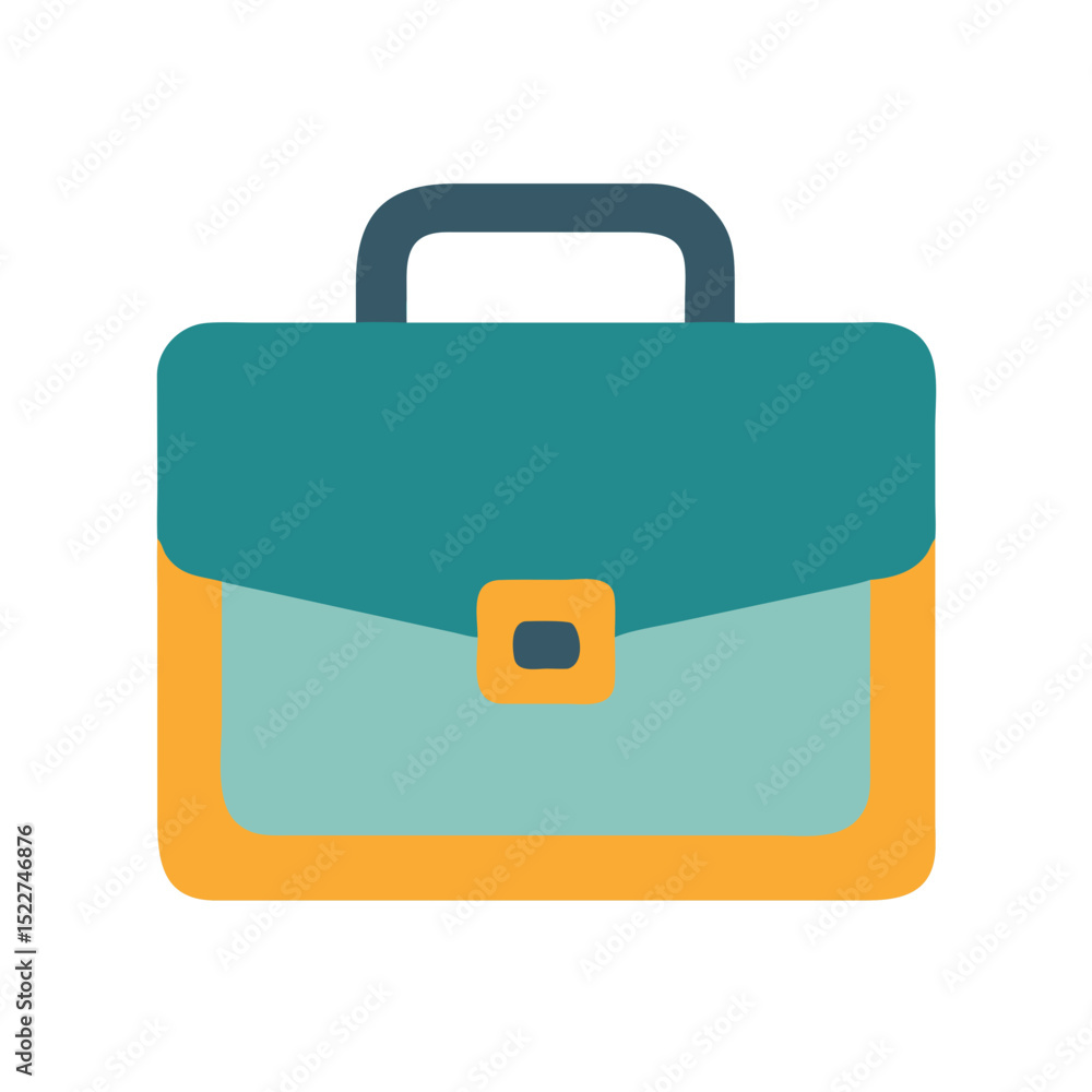 Poster briefcase icon in flat design with colorful elements