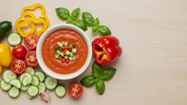 Fresh Summer Gazpacho Soup with Vegetables