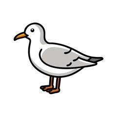 Obraz premium Cartoon seagull standing with a white background 