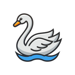 Fototapeta premium Illustrative swan floating on water with stylized features 