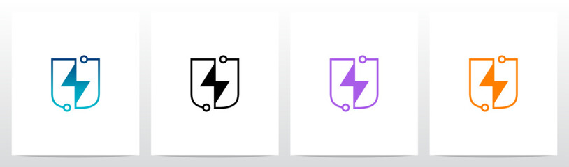Thunder Electric Power Lines Outlines Initial Letter Logo Design U
