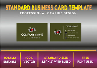 Standard modern business card design template for corporate businesses, professional standard business card design 