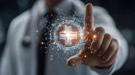 Doctor Interacting with Digital Medical Interface