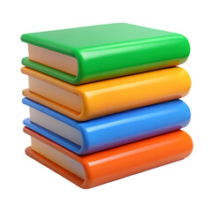 Stack of colorful books isolated on transparent background