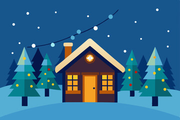 winter landscape with house
