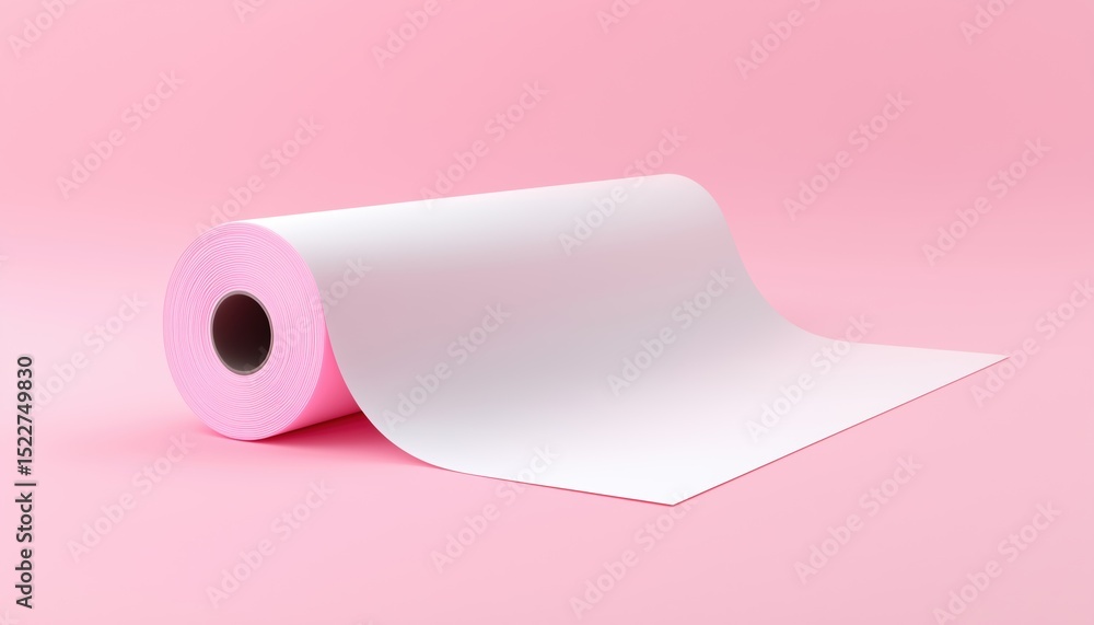 Poster rollup mockup on pink creating a foldable presentation display on a vibrant pink backdrop, showcasin