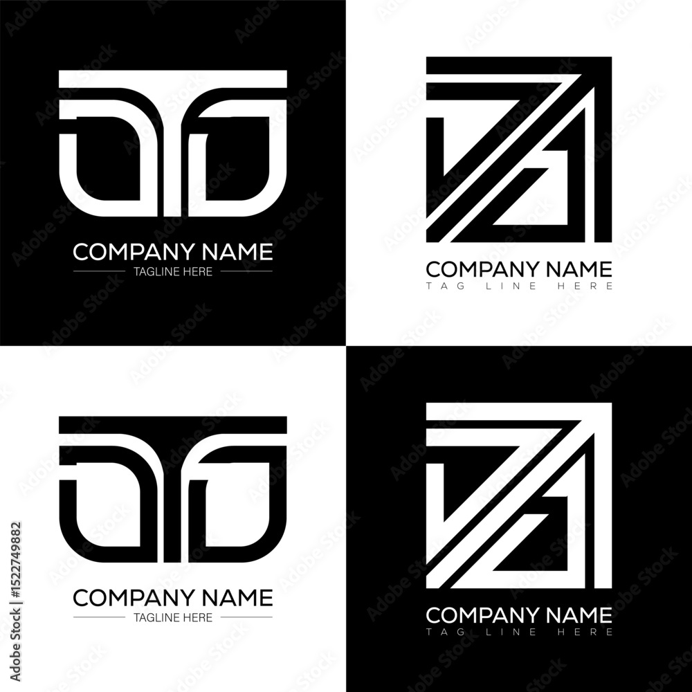 Poster dtd minimalist and classic logo set design. dtd flat and simple style with black and white color var