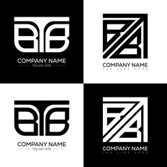BTB minimalist and classic logo set design. BTB flat and simple style with black and white color variation letter logo set in one artboard.