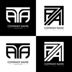 ATA minimalist and classic logo set design. ATA flat and simple style with black and white color variation letter logo set in one artboard.