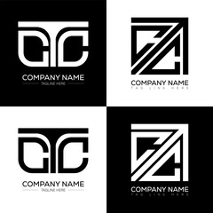 CTC minimalist and classic logo set design. CTC flat and simple style with black and white color variation letter logo set in one artboard.