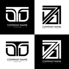 DTD minimalist and classic logo set design. DTD flat and simple style with black and white color variation letter logo set in one artboard.