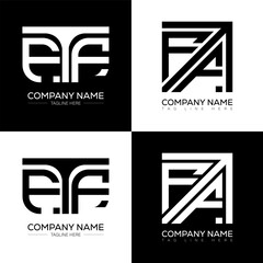 FTF minimalist and classic logo set design. FTF flat and simple style with black and white color variation letter logo set in one artboard.