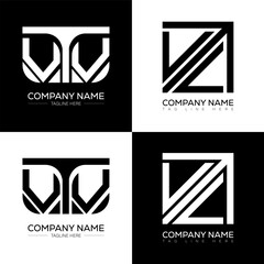 VTV minimalist and classic logo set design. VTV flat and simple style with black and white color variation letter logo set in one artboard.