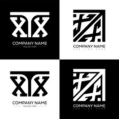 XTX minimalist and classic logo set design. XTX flat and simple style with black and white color variation letter logo set in one artboard.